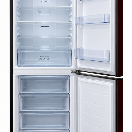 Unionaire Americool Combi Refrigerator - Bottom Freezer - 370 Liters - Digital Display - Black/Red Glass - URN500CLBLGRA DAHRAMR
