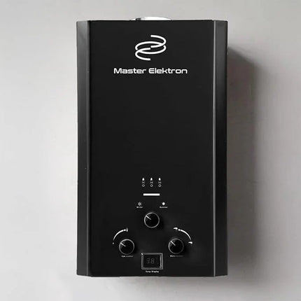 Master Elektron Natural Gas Water Heater - 6 Liters - Digital Display - with Charger - Black ME-WH6B