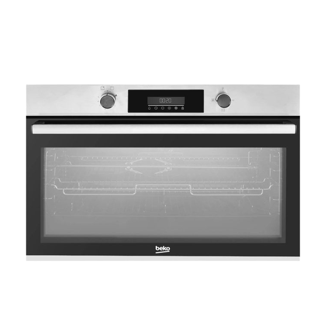 Beko  Built-in Oven 90cm - Gas - Self-Ignition - Full Safety Features - 2 Fans - Stainless Steel- BBWHT12300XS