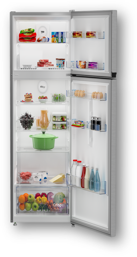 Beko 314L Refrigerator, Silver, RDN350M20SXEG