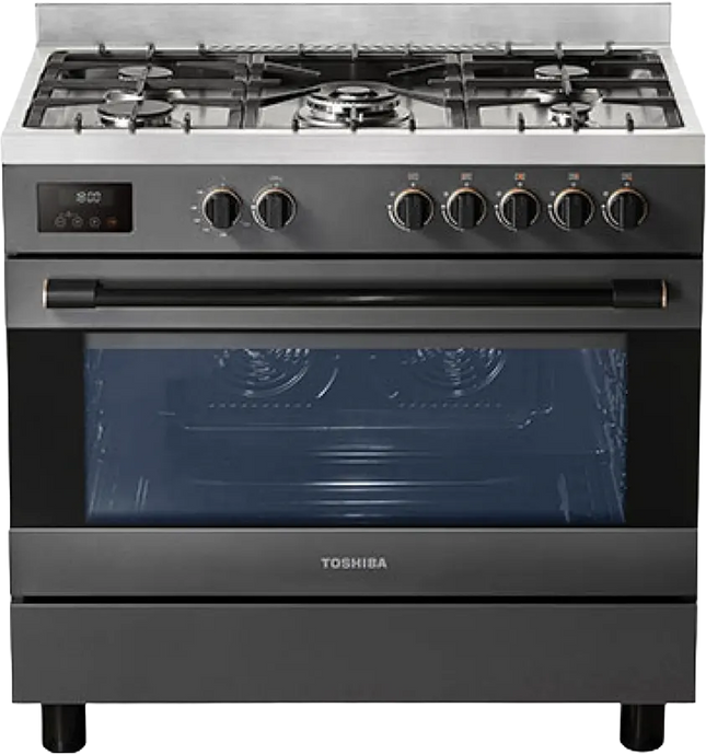 Toshiba 5 Burner Gas Cooker 90cm RQ1-90MG5GE (GR) Digital Full Safety - Stainless Steel (with Miraco Warranty)