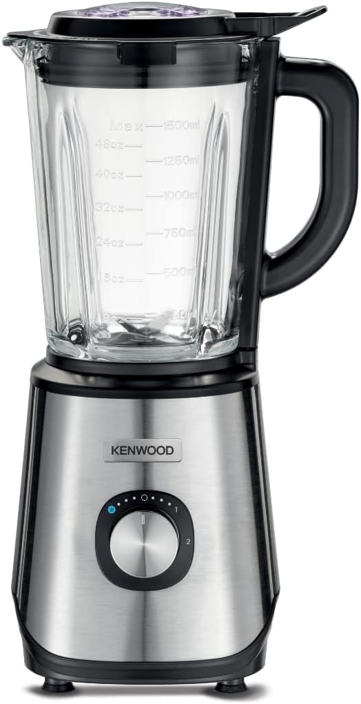 Kenwood Glass 1000W Power Blender Blender/Smoothie Maker 2 L With Grinder Mill, Chopper Mill, Ice Crush Function Blm45.720Ss Black/Silver (International Warranty)