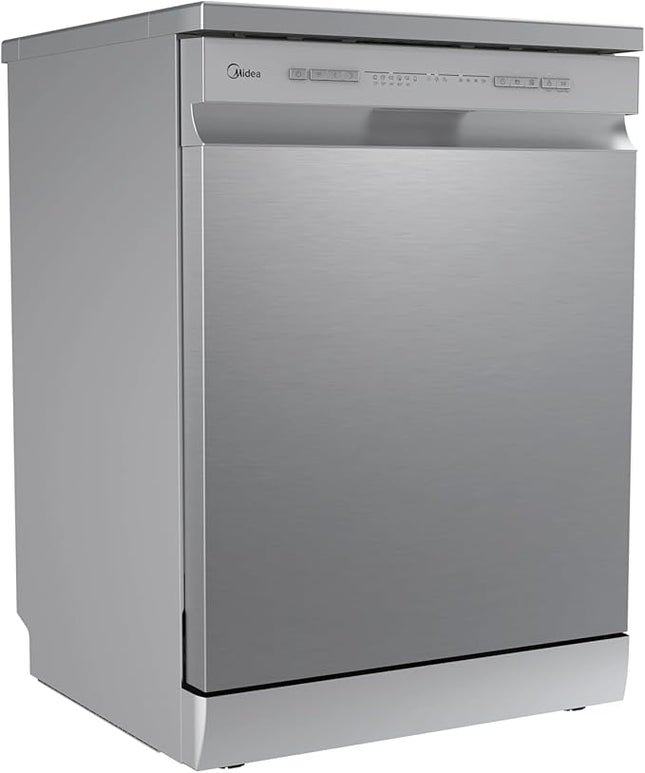 Midea Dishwasher MDWPF1333C(S)-W-EG, WIFI, Anti-bacterial filter, Adjustable Upper rack, Delay timer, Half load, rinse aid, water leakage protection, 13 Place sets, Silver