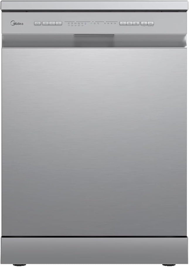 Midea Dishwasher MDWPF1333C(S)-W-EG, WIFI, Anti-bacterial filter, Adjustable Upper rack, Delay timer, Half load, rinse aid, water leakage protection, 13 Place sets, Silver