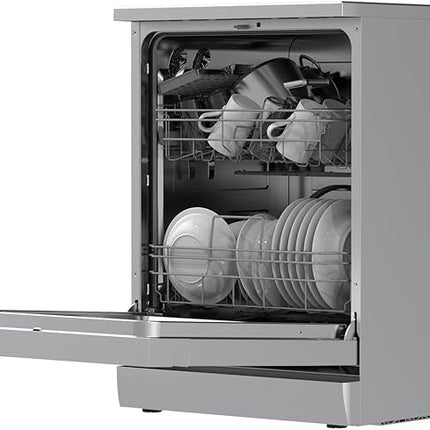 Midea Dishwasher MDWPF1333C(S)-W-EG, WIFI, Anti-bacterial filter, Adjustable Upper rack, Delay timer, Half load, rinse aid, water leakage protection, 13 Place sets, Silver