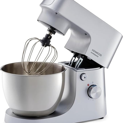 KENWOOD Stand Mixer HOMEBAKE Kitchen Machine 1400W with Blender, 5L Stainless Steel Bowl, K-Beater, Whisk, Dough Hook, Splash Guard KHH01.120SI Silver (International Warranty)