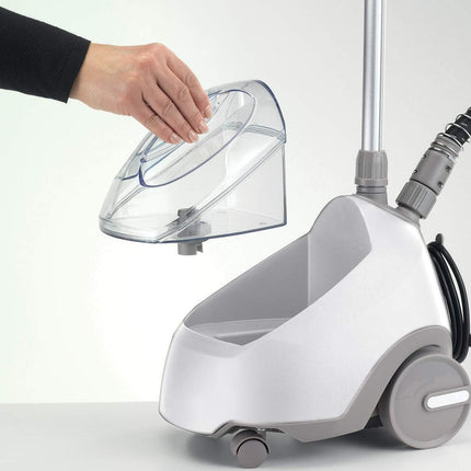 Kenwood Garment Steamer 1500W with 2L Water Tank Capacity, Rotary Wheels, Folding Rack, Trouser Press, Glove GSP65.000WH White-International warranty