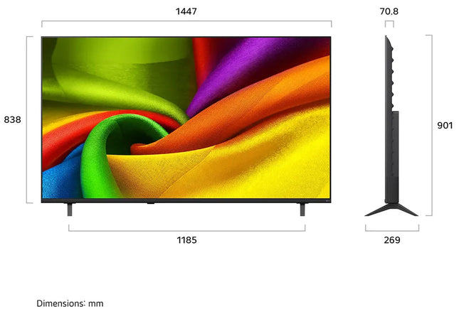 تلفزيون ال جي الذكي 65NU840B6LA مقاس 65 بوصة LED بدقة 4K UHD، معالج α7 AI 4K من الجيل التاسع، ماجيك ريموت مع ريسيفر داخلي - موديل 2026 