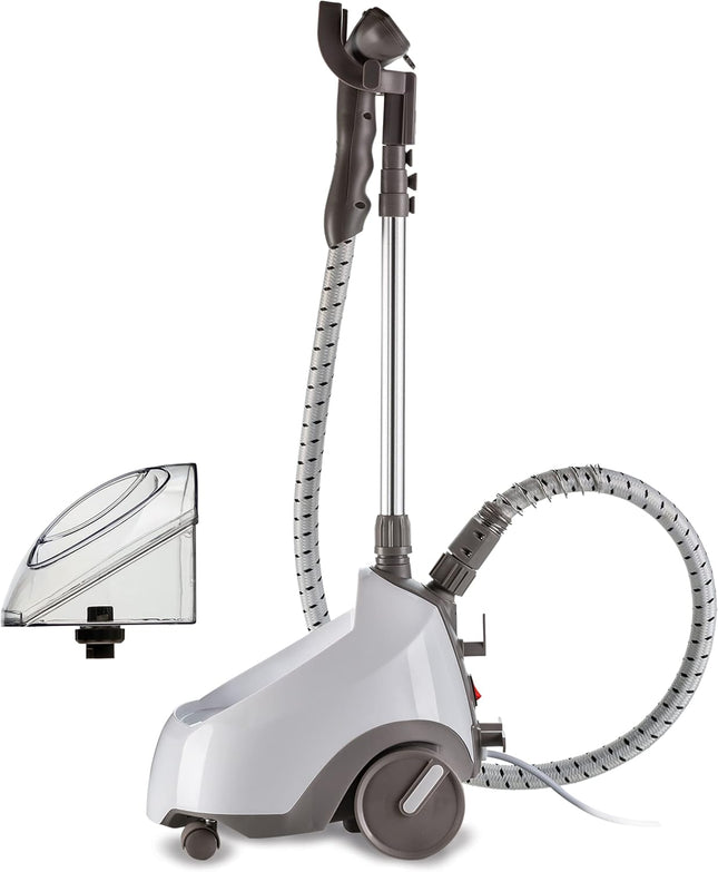 Kenwood Garment Steamer 1500W with 2L Water Tank Capacity, Rotary Wheels, Folding Rack, Trouser Press, Glove GSP65.000WH White-International warranty