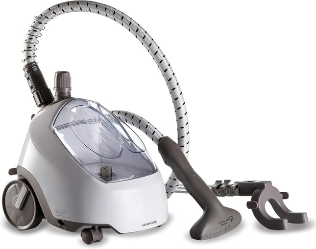 Kenwood Garment Steamer 1500W with 2L Water Tank Capacity, Rotary Wheels, Folding Rack, Trouser Press, Glove GSP65.000WH White-International warranty
