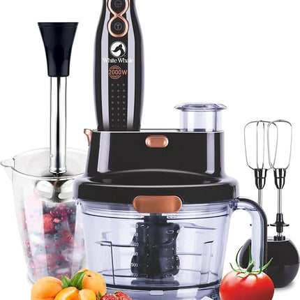 خلاط يدوي ابيض وايت ويل WHB-782WG اف بي مع ملحقات محضر الطعام 2000 واط - اسود 