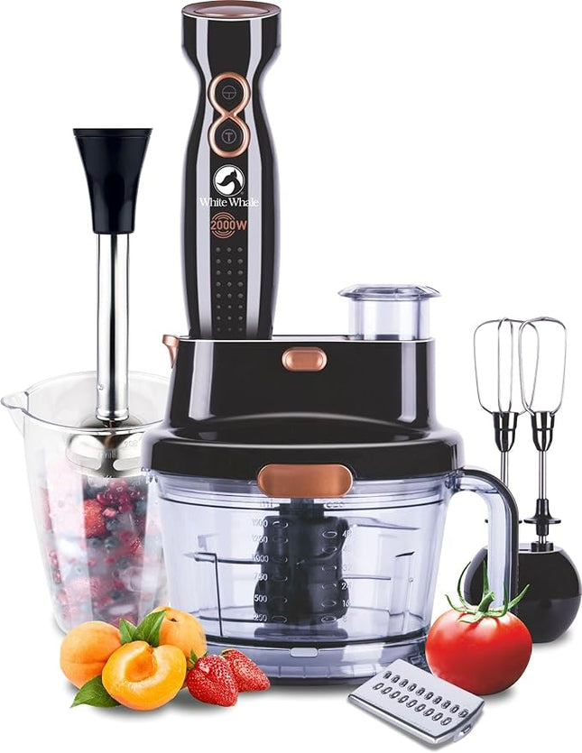 خلاط يدوي ابيض وايت ويل WHB-782WG اف بي مع ملحقات محضر الطعام 2000 واط - اسود 