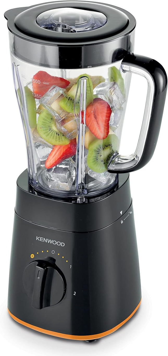 Kenwood blender smoothie maker 500w 1.5l with grinder mill, chopper mill, ice crush function blp15.360bk black (International Warranty)
