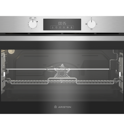 Ariston Built-in Gas Oven 90 cm 96L AROG 9R2F3NG XNA - Safety System & Two Fans - Black x Stainless