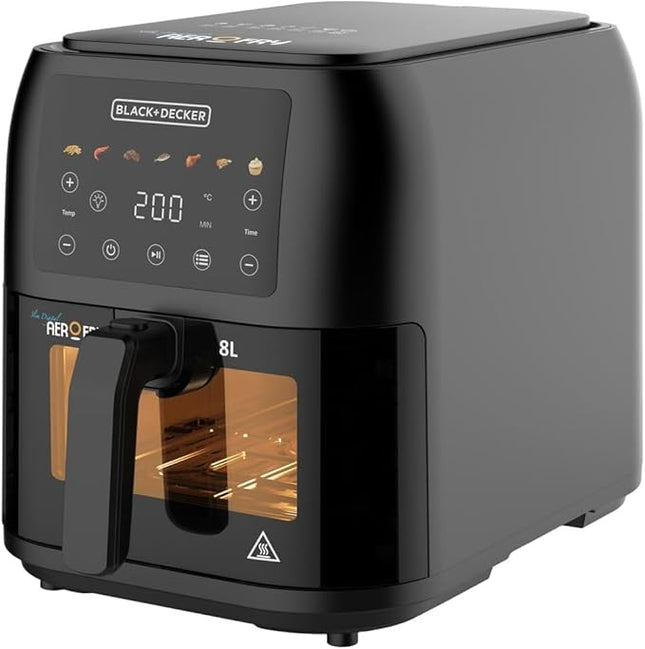 مقلاة هوائية رقمية من بلاك + ديكر، 8 لتر، 1700 وات، أسود - SAF80W-B5