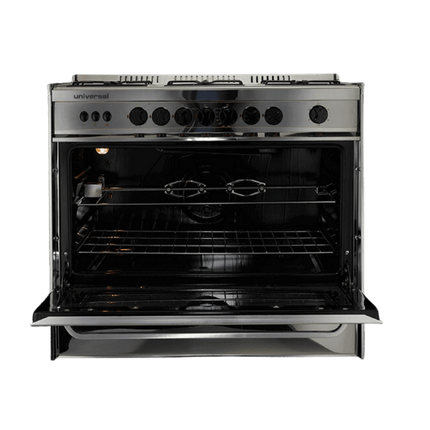 Universal Classic Gas Cooker 60 x 90 cm - 5 Gas Burners - Self Ignition - Fan - Grill - Stainless Steel A8905