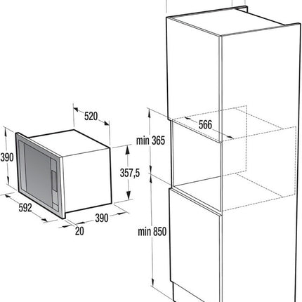 Alba Geronia Built-in Microwave - 30 Liters - 900 Watts - Digital Display - Grill - Stainless Steel - BM5350X