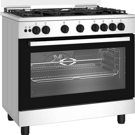Cooker Beko 5 Burners 90 cm BGGR11215GX2 Digital Full Safety - Stainless Silver