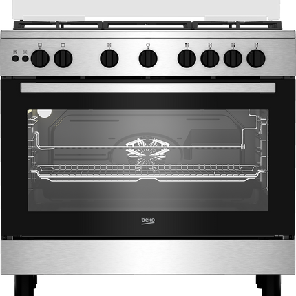 Cooker Beko 5 Burners 90 cm BGGR11215GX2 Digital Full Safety - Stainless Silver