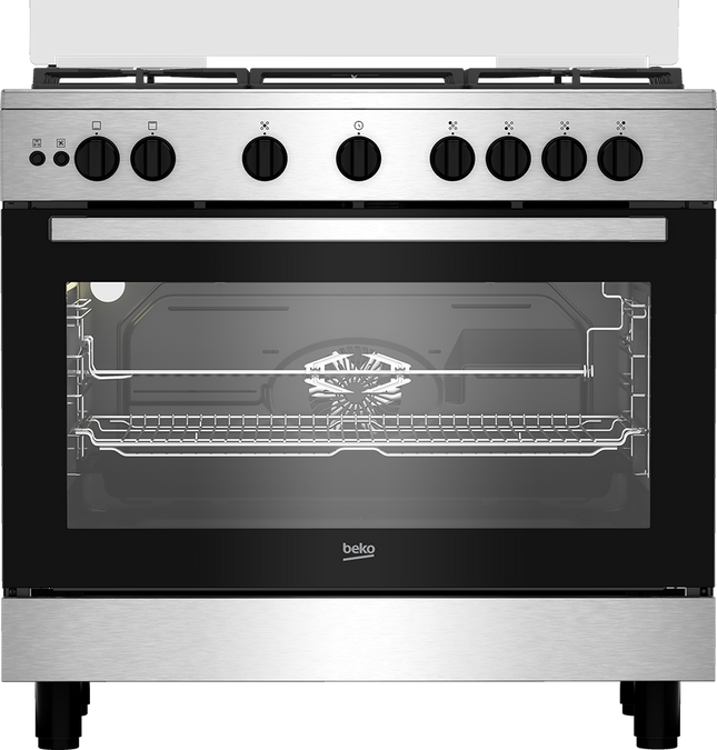 Cooker Beko 5 Burners 90 cm BGGR11215GX2 Digital Full Safety - Stainless Silver