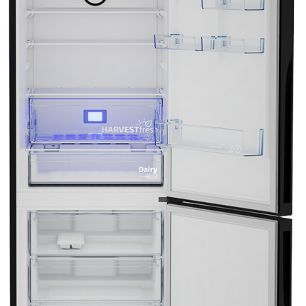 Beko 490L No-Frost 2-Door Combi Refrigerator B5RCNE565HXPBGE Bottom Freezer Digital Inverter - Black Glass