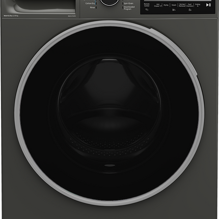 Beko fully automatic washing machine, front loading, 12 kg capacity with 8 kg dryer, 1400 RPM, digital display, inverter technology, gray, BWD12840MCI