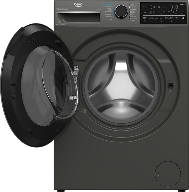 Beko fully automatic washing machine, front loading, 12 kg capacity with 8 kg dryer, 1400 RPM, digital display, inverter technology, gray, BWD12840MCI