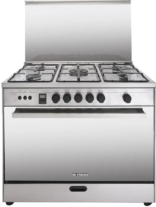 بوتجاز روك 60 × 90 سم فريش - 5 شعلة- غاز -امان كامل -إشعال ذاتي- مروحة -شواية - شاشة ديجيتال -أستانلس ستيل -  CD15559