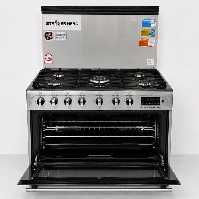 Universal Stryker Nero 90x60 Black Gas Cooker with Digital Timer & Convection Fan – STR-BT 9605