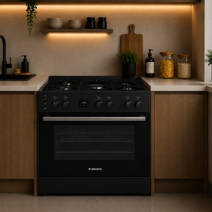 بوتجاز غاز  أرجوستا 60×90، لون أسود، أمان كامل، مؤقت رقمي، صناعة تركية (موديل: AR FSS6090)
