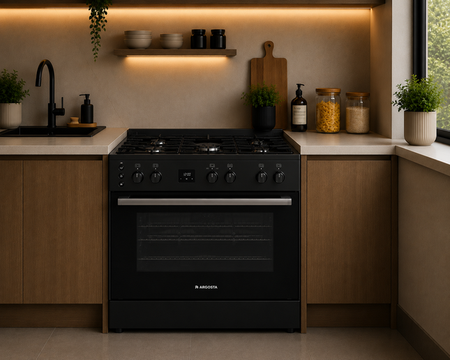 Argosta 60x90 Free Standing Gas cooker , black, Full Safety, Digital Timer, Turkish Manufacturing (Model: AR FSS6090)