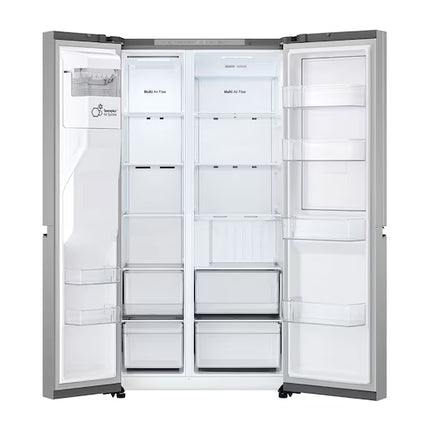 LG Side by side Refrigerator - 638 Liters, 4 Doors - Inverter - No Frost - Water Dispenser - Wi-Fi - Digital Display - Silver - GCJ257BLJW