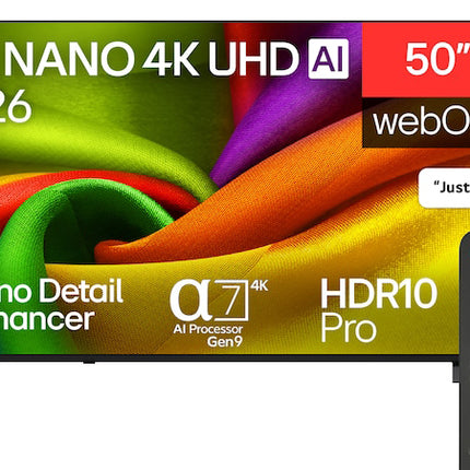 تلفزيون LG الذكي NANO LED 4K بدون إطار 50 بوصة 50NU850B6LA - جهاز استقبال مدمج مع جهاز تحكم عن بعد ماجيك 
