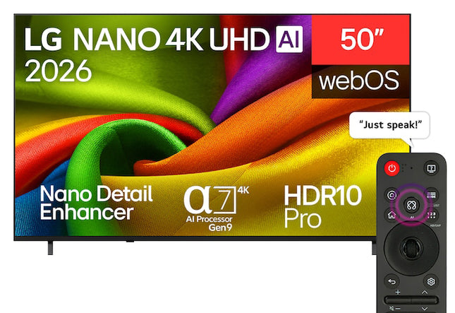 تلفزيون LG الذكي NANO LED 4K بدون إطار 50 بوصة 50NU850B6LA - جهاز استقبال مدمج مع جهاز تحكم عن بعد ماجيك 