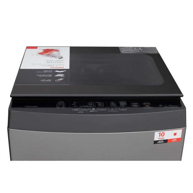 غسالة ملابس توشيبا ميديا - تحميل علوي - 15 كجم- انفرتر-  تقنية البخار - سخان داخلي- شاشة ديجيتال -فضي- DUHN1600LUPEGSK
