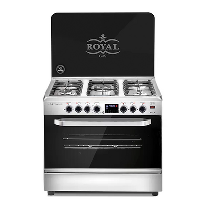 بوتجاز رويال جاز ماستر شيف برو 60×90 سم - 5 شعلات - غاز - امان كامل - كاست -  مروحة - شاشة  ديجيتال -  أستانلس ستيل - R300