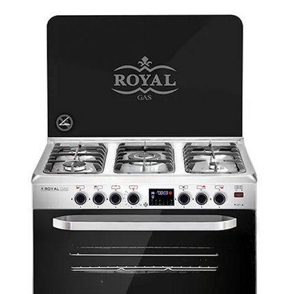 بوتجاز رويال جاز ماستر شيف برو 60×90 سم - 5 شعلات - غاز - امان كامل - كاست -  مروحة - شاشة  ديجيتال -  أستانلس ستيل - R300