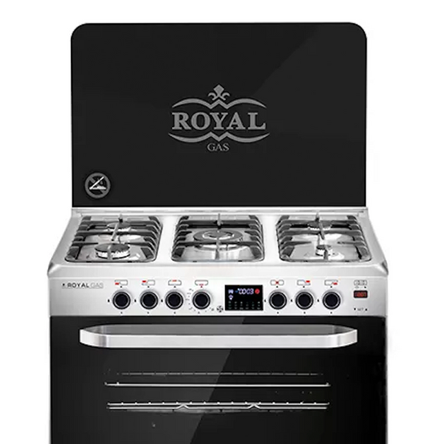 Royal Gas Master Chef Pro 60x90 cm Gas Cooker - 5 Burners - Gas - Full Safety- Cast Iron - Fan - Digital Display - Stainless Steel - R300