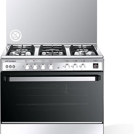 بوتجاز رويال جاز جلوريا  60×90 سم - 5 شعلات - غاز - امان كامل- شاشة  ديجيتال - كاست- مروحة - أستانلس ستيل - R323