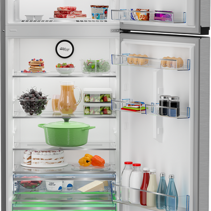 Beko Top Freezer Refrigerator - 406 Liter -Inverter -2 Doors - Frost Freezer - Silver-RDNE455M20XBIDEG