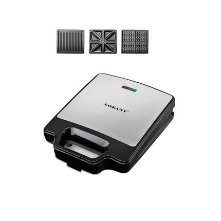 Sokany 3-in-1 Electric Toaster - 3 Pieces - 1400 Watts - Black x Silver SKBBQ852