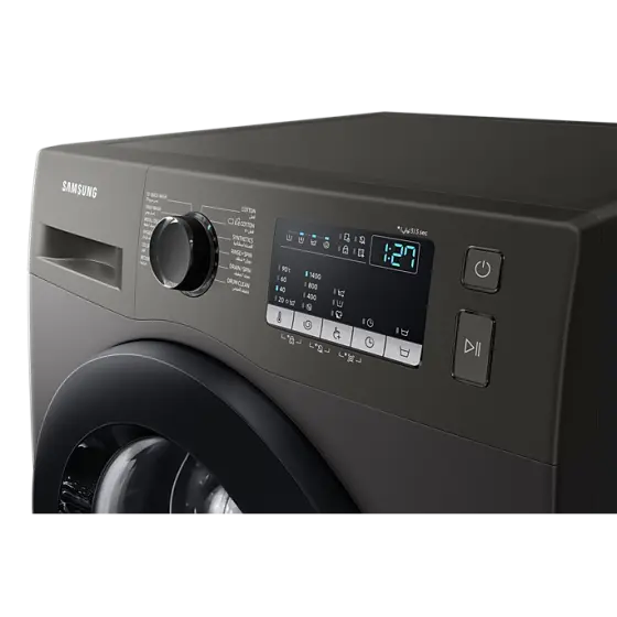 Samsung Front Load Washing Machine - 9 kg - 18 Programs - 1400 RPM - Inverter - Steam Technology - Digital Display - Silver - W90T4040CX1AS