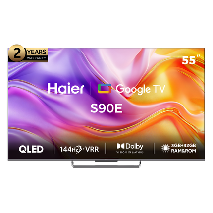 تلفزيون هاير الذكي 55 بوصة، 4K UHD QLED مع ريسيفر مدمج - H55S90EU 