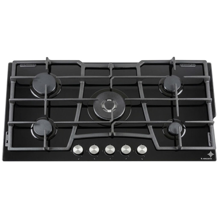 Argosta Built-in Hob Gas, 90 cm, 5 Gas Burners, Glass, Black, ARG045