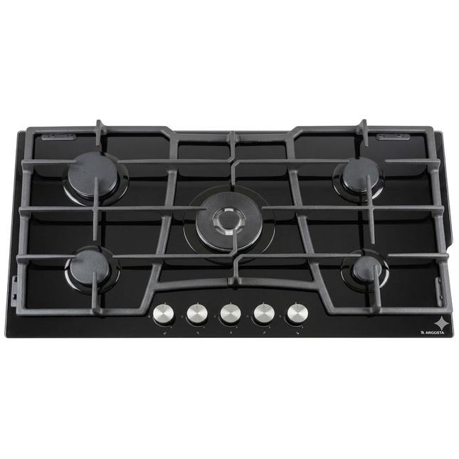 Argosta Built-in Hob Gas, 90 cm, 5 Gas Burners, Glass, Black, ARG045