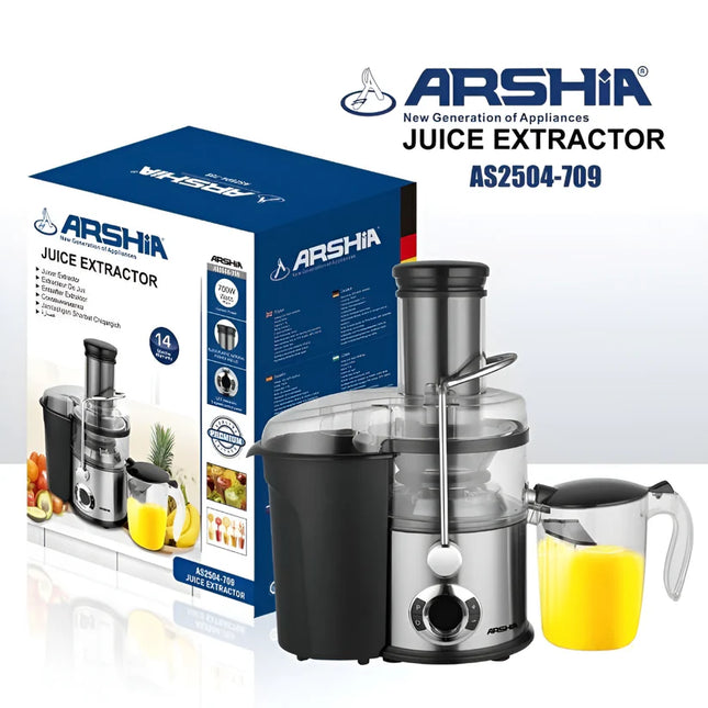 Arshia Juicer 700W Stainless Steel – AS2504-709 – Fruit & Vegetable Juicer