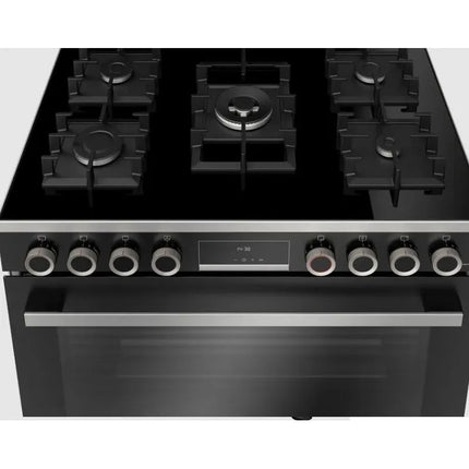 Bosch Series 6 Cooker 90 * 60 cm 5 Burners Cast Iron Digital Screen Full Safety HJY5G7V61S