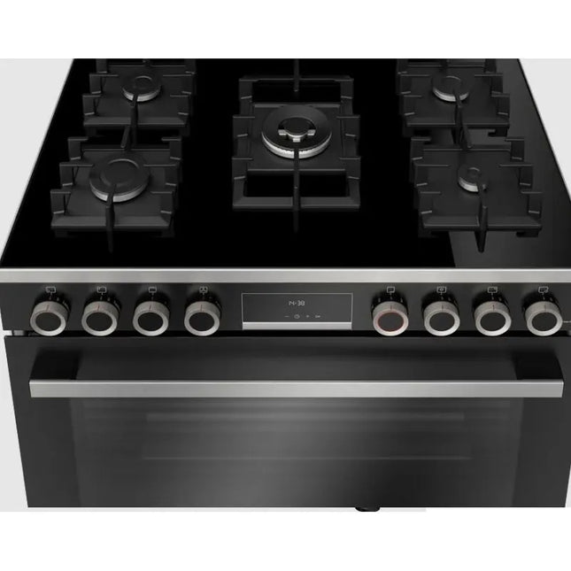 Bosch Series 6 Cooker 90 * 60 cm 5 Burners Cast Iron Digital Screen Full Safety HJY5G7V61S