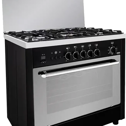 Fresh Professional Gas Cooker, 60x90 cm, 5 Burners, Digital Timer, Full Safety Features, Fan, Black