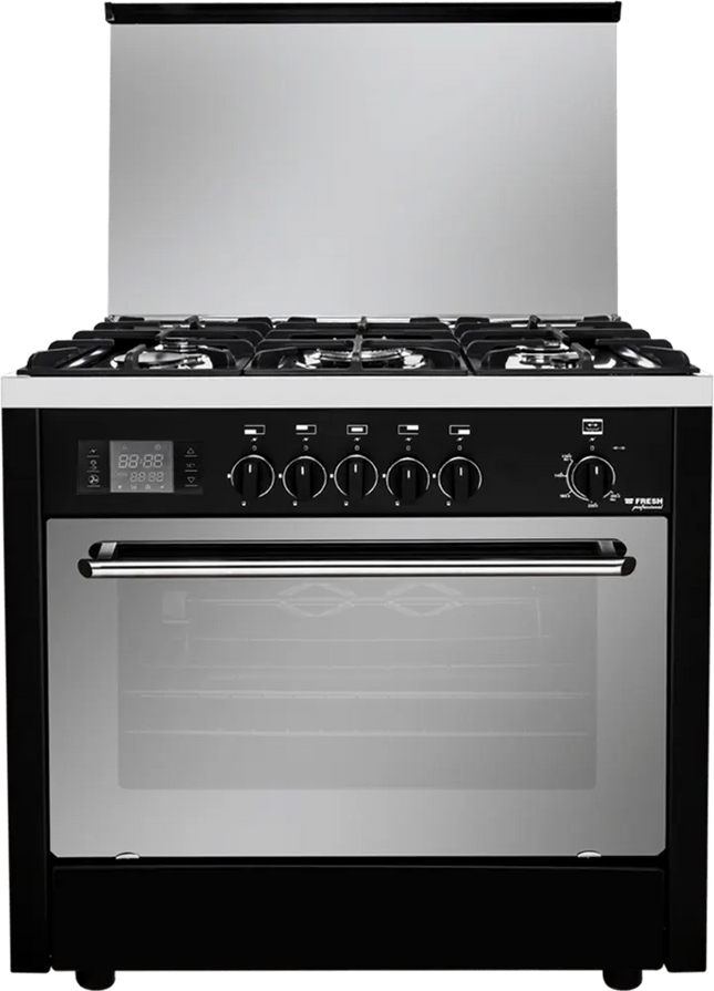 Fresh Cooker Professional Style 5 Burners 60×90 cm Digital Full Safety - Black × Silver